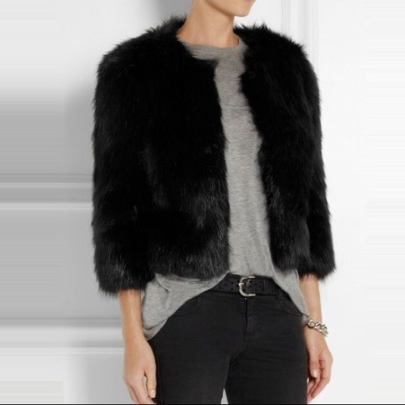 Black Faux Fur Cropped Jacket 